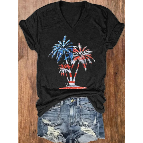 Women's Coconut Tree Print Casual T-Shirt