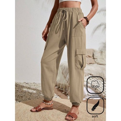 Plus Size Pocket Stitching Plain Casual Pants