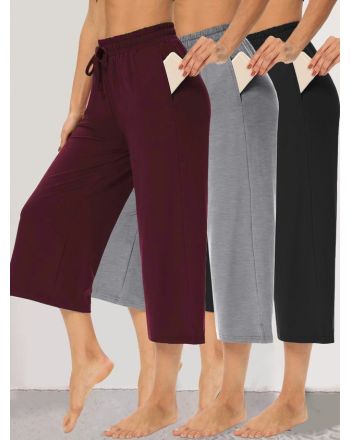 Knitted Loose Plain Casual Pants