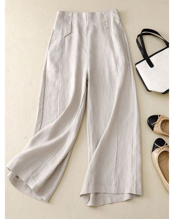 Casual Linen Loose Buckle Pants